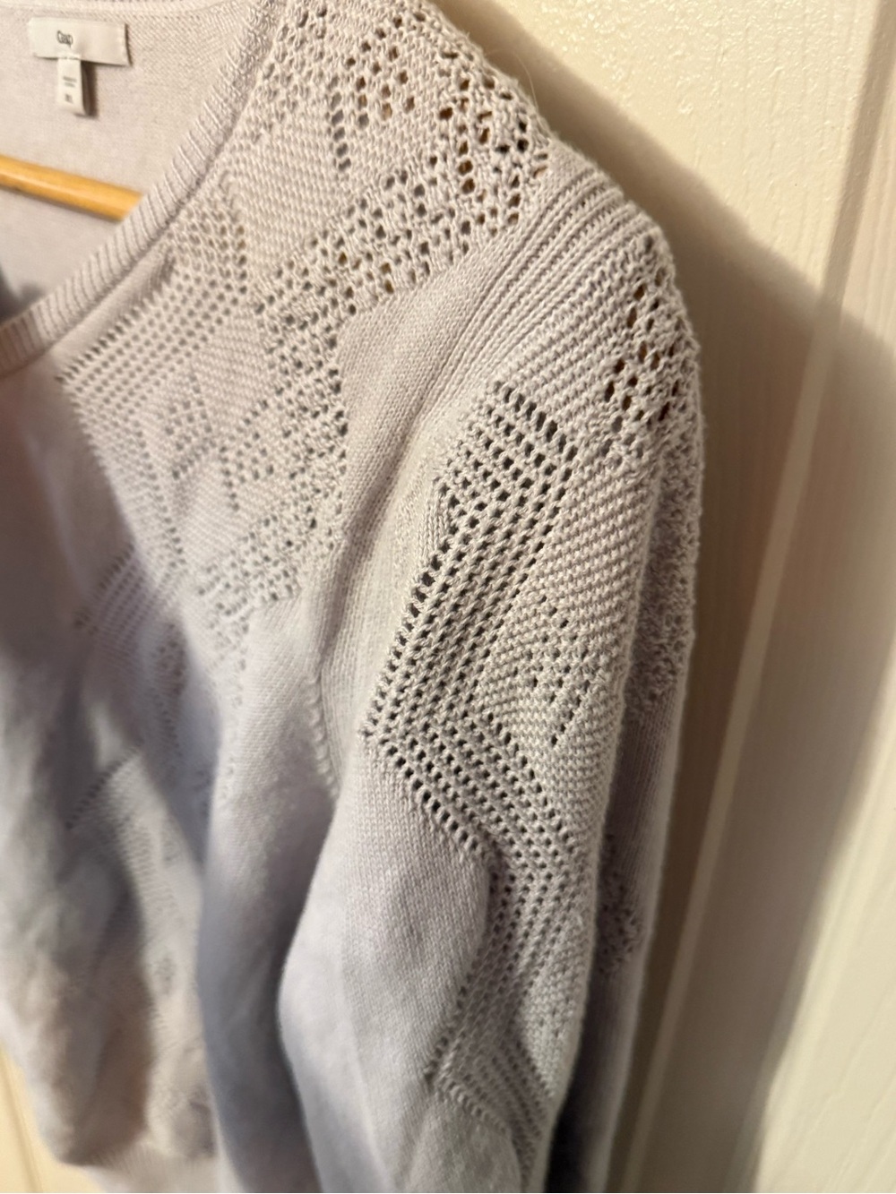 GAP Women's light grey Openwork Button-Front Cardigan - Picture 2 of 5